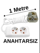 İngiliz Erkek Türk Dişi Universal Priz Dönüştürücüsü Uzatmalı 2 Li 1 Metre - 1