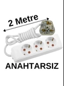 İngiliz Erkek Türk Dişi Universal Priz Dönüştürücüsü Uzatmalı 3 Lü 2 Metre - 1