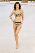 Pierre Cardin Desenli Balenli Boyundan Bağlamalı Yeşil Bikini Takımı - 1