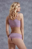 Doreanse Kadın Modal Lila Dantel Detaylı İp Askılı Atlet Slip Takımı - 8
