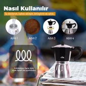 Any Morning Hes-6 Espresso Kahve Makinesi Alüminyum Moka Pot 240 Ml Siyah - 7