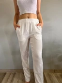 Kadın Dar Paça Bürümcük Kumaş Pantolon - 3