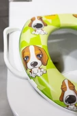 Çocuk Bebek Klozet Adaptörü, Lazımlık Kulplu Süngerli Taşınabilir Lüx Köpek Desenli Anne Bebek - 3