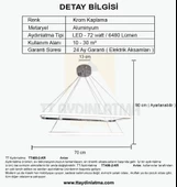 TT Aydınlatma TT400-2 KR  Dikdörtgen 2 li Krom Kaplama Led Avize thumbnail 4