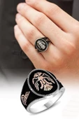Gümüş Selçuklu Çift Kartal Başlı Erkek Yüzük thumbnail 1
