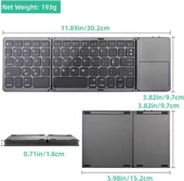 Lenovo Tab M10 Plus ZA5T0312TR 10.3" Uyumlu Kablosuz Bluetooth TouchPad'li Şarj Edilebilir Katlanabilir Klavye - 2