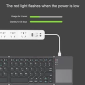 Hometech Alfa 7LM 7" Uyumlu Kablosuz Bluetooth TouchPad'li Şarj Edilebilir Katlanabilir Klavye thumbnail 6