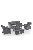 Evdemo Deniz Rattan Puflu Bahçe Balkon Takımı 3+1+1 Antrasit - 1