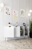 Evdemo Elegant 4 Kapaklı Dekoratif Konsol  Beyaz - 4