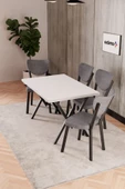 Evdemo Elma 4 Kişilik Mutfak Yemek Masa Takımı Gri thumbnail 4