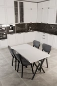 Evdemo Elma 4 Kişilik Mutfak Yemek Masa Takımı Gri thumbnail 2