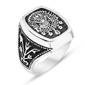 Gümüş Osmanlı Armalı Erkek Yüzük - 2