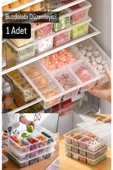 1 Adet Luna Kapaklı 5 Bölmeli Buzdolabı Düzenleyici Sebzelik - Et Balık Sebze Organizer thumbnail 1