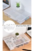 6 Adet Luna Kapaklı Çekmece Içi Düzenleyici Takı Ve Makyaj Kutusu Kalem Gözlük Organizeri thumbnail 1