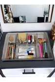 Luna Füme 5 Bölmeli Çekmece İçi Düzenleyici, Kapaklı Makyaj ,Takı Düzenleyici, Masaüstü Organizer thumbnail 5