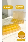 2 Adet Orange 18 Bölmeli Takı Kutusu Toka Yüzük Saklama Kabı Çekmece Düzenleyici Box Turuncu - 1