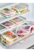 Large 4 Adet Dondurulmuş 1000 ml 4 Bölmeli Öğünlük Et Sebze Saklama Kabı - Buzluk Organizer thumbnail 3