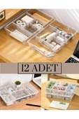 12 Adet Luna Kapaklı Çekmece Içi Düzenleyici Takı Ve Makyaj Kutusu Kalem Gözlük Organizeri thumbnail 1