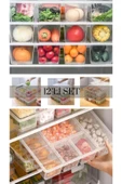 12 Adet Luna Kapaklı 5 Bölmeli Buzdolabı Düzenleyici Sebzelik - Et Balık Sebze Organizer thumbnail 1