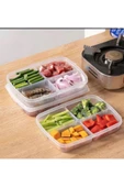 6 Adet 2 Boy 4 Bölmeli Saklama Kabı Seti Öğünlük Et Kıyma Sebze Buzluk Düzenleyici Porsiyonluk thumbnail 3