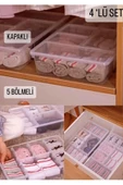 4 Adet Luna Çekmece Içi Düzenleyici Kemer Çorap Kravat Iç Çamaşırı Atlet Organizer Kapaklı Kutu - 1
