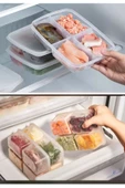 6 Adet 2 Boy 4 Bölmeli Saklama Kabı Seti Öğünlük Et Kıyma Sebze Buzluk Düzenleyici Porsiyonluk thumbnail 2