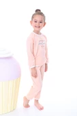 Salmon Beautiful And Happy Desenli Kız Çocuk Pijama Takımı thumbnail 3
