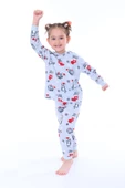 Yılbaşı Temalı Kedili Kız Çocuk Pijama Takımı - 4