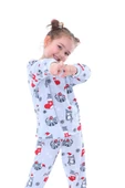 Yılbaşı Temalı Kedili Kız Çocuk Pijama Takımı - 5