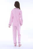 Gömlek Yaka Cep Detaylı Lila Kız Çocuk Pijama Takımı - 5