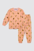 Sevimli Sosyal Ayı Desenli %100 Pamuklu Çocuk Pijama Takımı thumbnail 1