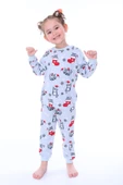 Yılbaşı Temalı Kedili Kız Çocuk Pijama Takımı - 3