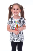 Summer Mickeyli Kız Çocuk T-shirt (BOYANABİLİR KALEMLERİ HEDİYE ! YIKAMA SONRASI LEKE BIRAKMAZ) - 1