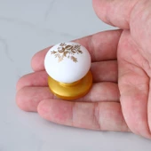 Polimer Düğme Kulp Beyaz Desenli Tablalı Gold Dolap Mobilya Mutfak Dolabı Çekmece Dolap Kulpu Kulbu - 3