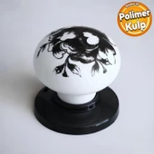 Polimer Düğme Kulp Desenli Beyaz Siyah Tablalı Dolap Mobilya Mutfak Dolabı Çekmece Dolap Kulpu Kulbu - 1