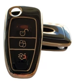 Ford Focus 3 Transit Courier Uyumlu Silikon Nano Anahtar Kumanda Kılıfı Siyah - 6