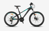 KRON XC 100 26 JANT 21 VİTES HİDROLİK DİSK FREN MANDALLI VİTES KOLLARI FULL SHIMANO DAĞ BİSİKLETİ MAT SİYAH/GRİ-TURKUAZ - 1