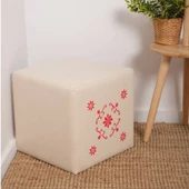Red Puf-Kırmızıı Baskılı 40x40x40 cm - 1