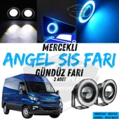 Iveco Daily Uyumlu Üniversal Mercekli Angel Sis Farı Metal Su Geçirmez 76 mm Buz Mavi Halkalı Gündüz Farı Angel Eyes 2 Adet - 1