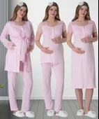 Mecit 6062 Pembe Sabahlıklı Gecelik Pijama Lohusa Set thumbnail 5