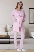 Mecit 6062 Pembe Sabahlıklı Gecelik Pijama Lohusa Set thumbnail 2