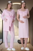 Mecit 6062 Pembe Sabahlıklı Gecelik Pijama Lohusa Set thumbnail 1