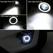 Renault Fluence 2009-2016 Uyumlu Üniversal Mercekli Angel Sis Farı Metal Su Geçirmez 76 mm Beyaz Halkalı Gündüz Farı Angel Eyes 2 Adet thumbnail 10