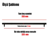 Mobilya Çekmece Dolap Kapak Kulpu Kulbu 320 mm Mat Siyah Metal Kulp - 4
