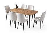 Milano Mdf Açılır Mutfak Masa 6 lı Sandalyeli Takım 75*130cm - 6