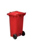 Kırmızı Plastik Çöp Konteyneri 120 Litre Konteyner A Isıya Karşı Dayanıklı Malzeme - 1
