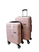 Hotowa Gold PP Valiz 8011 Pembe Bej TSA Kilitli İkili Set - 1
