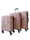 Hotowa Gold PP Valiz 8011 Pembe Bej TSA Kilitli Üçlü Set - 1