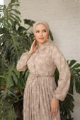 GÖMLEK ELBİSE YORYO ŞİFON ELBİSE BEJ - 3