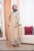 ETEĞİ SULU ARMONİCA ELBİSE BEJ - 2